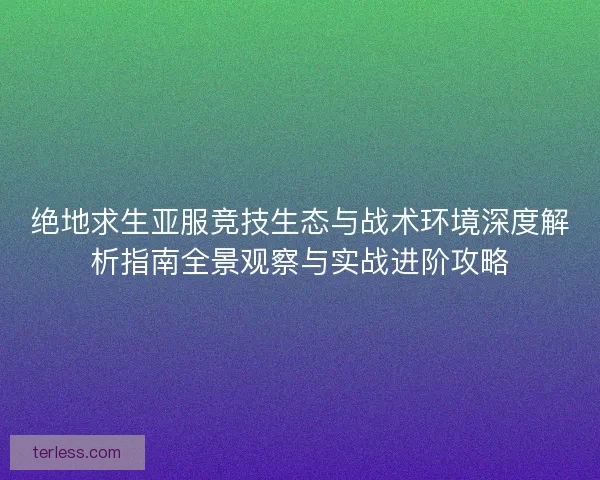 绝地求生亚服竞技生态与战术环境深度解析指南全景观察与实战进阶攻略