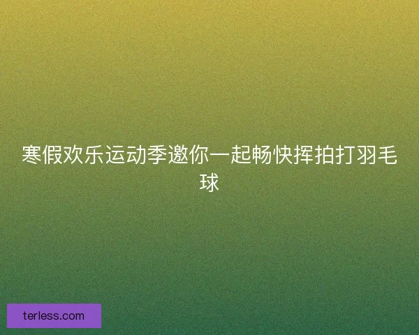 寒假欢乐运动季邀你一起畅快挥拍打羽毛球 寒假欢乐运动季邀你一起畅快挥拍打羽毛球
