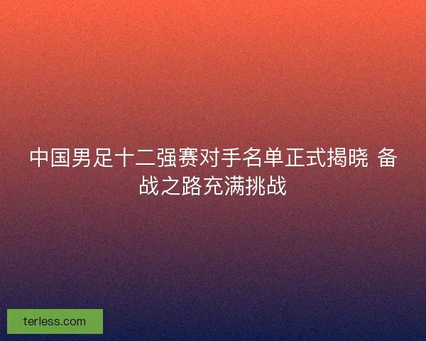 中国男足十二强赛对手名单正式揭晓 备战之路充满挑战